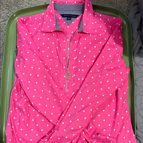 Tommy Hilfiger Tops - Tommy Hilfiger Pink and White Polka Dot Top